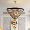 Modern Smoky Crystal Chandelier Living Room Ceiling Light 3-6 Layers Light Chandelier