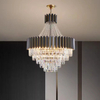Beaded Chain Black And Gold Crystal Pendant Lamp