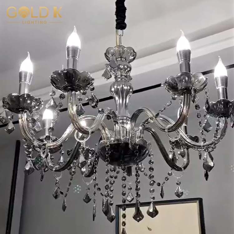 Source Manufacturer European Style Smoke Gray Classic Candle LED Pendant Lamp