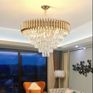 Customized Gold LED Luxury Oval Crystal Chandelier