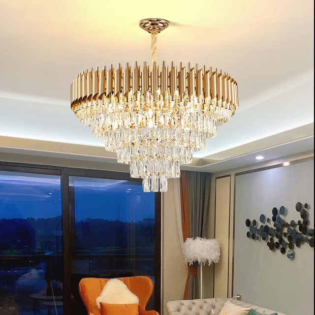 Customized Gold LED Luxury Oval Crystal Chandelier