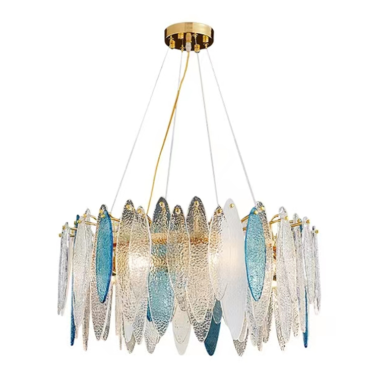 E14 Feather Shape Crystal Chandelier