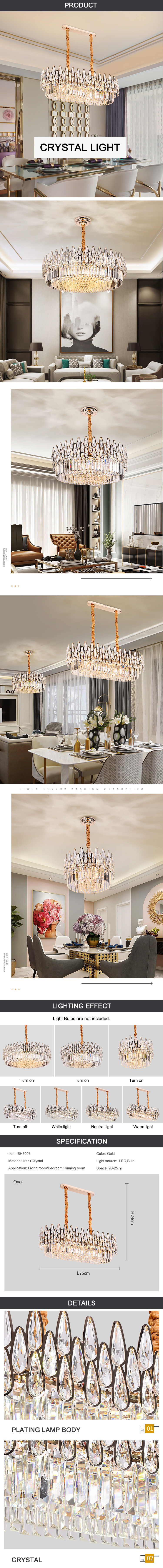 Oval Crystal Led Chandelier