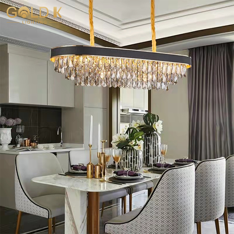 Modern Smoky Crystal Chandelier Living Room Ceiling Light 3-6 Layers Light Chandelier