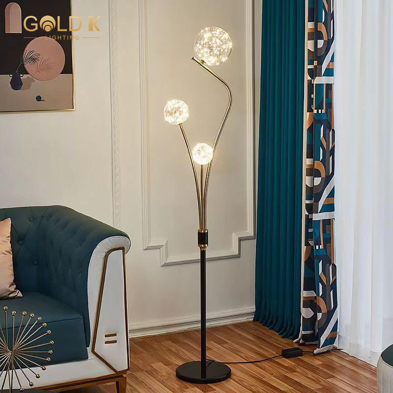 Hot Sale Wholesale Price Gold 3 Bulb Living Room Floor Lamp