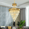 Double Bead Chain Gold Conical Crystal Pendant Lamp