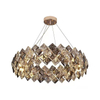 French Gold Crystal Cube Metal Chandelier