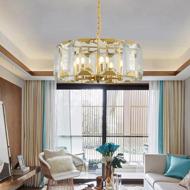 Gold Modern Ceiling Lights Round Crystal Chandelier