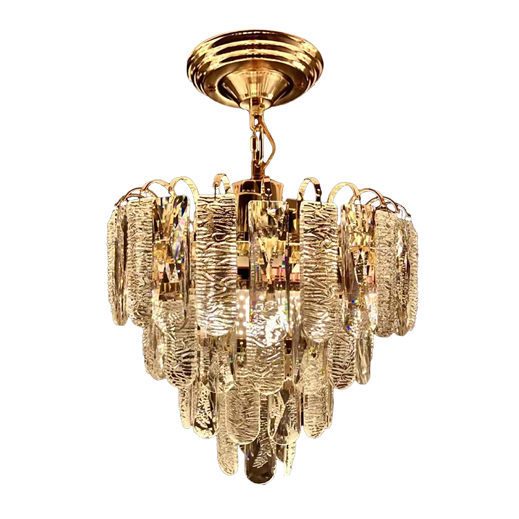 French Gold Small Size Luxury Led Crystal Pendant Lamp