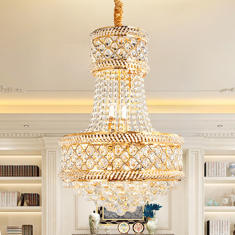 Luxury French Gold Hotel Living Room Crystal Pendant Lamp