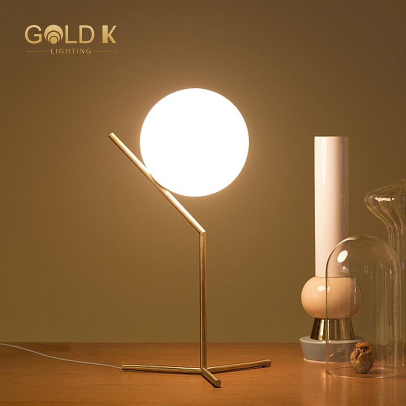 Mini Simple Gold Stand White Light Ball Home Decor Lighting Table Lamp