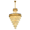 Double Bead Chain Gold Conical Crystal Pendant Lamp