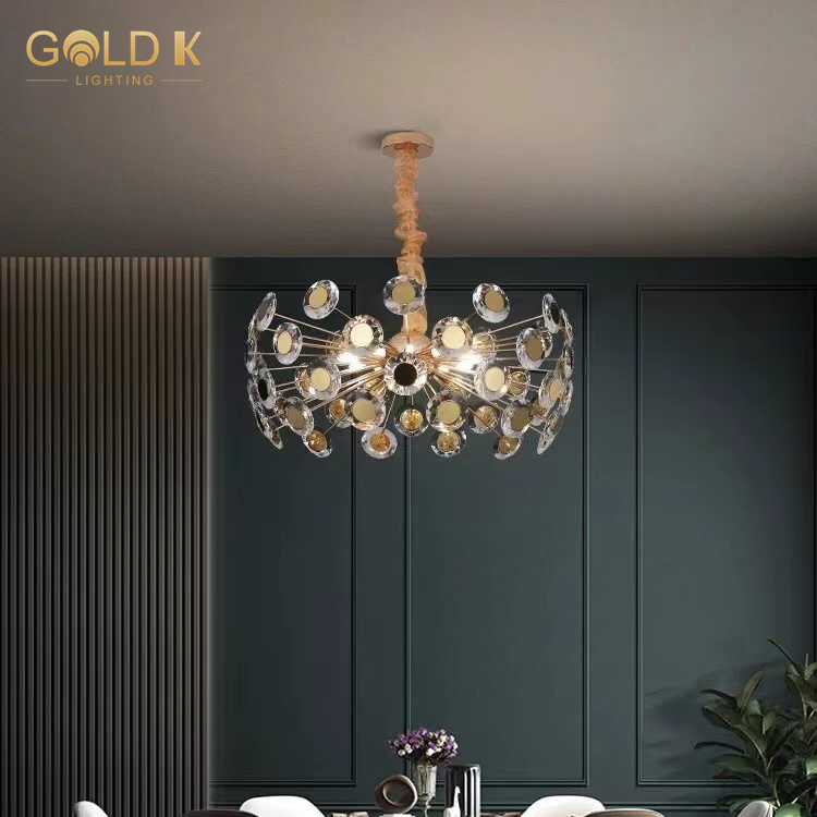 Fashion Hotel France Gold Small Circle Crystal Chandelier