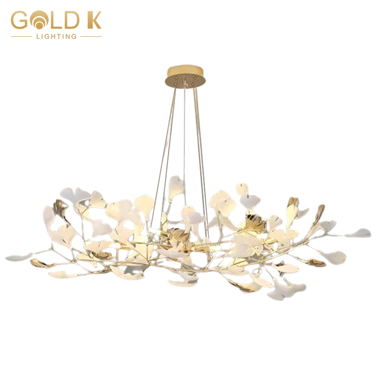 Elegant White Home Decoration Art Leaf LED Branch Chandelier