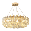 French Gold Strip Crystal Round Chandelier