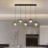 Black Household LongBoard Five Glass Bulb Hanging Light