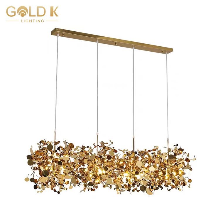 Shiny Gold Retro Industrial Stainless Metal Chandeliers