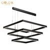 3 Layers Square Liner Led Pendant Ceiling Light Black Simple Handling Lamp