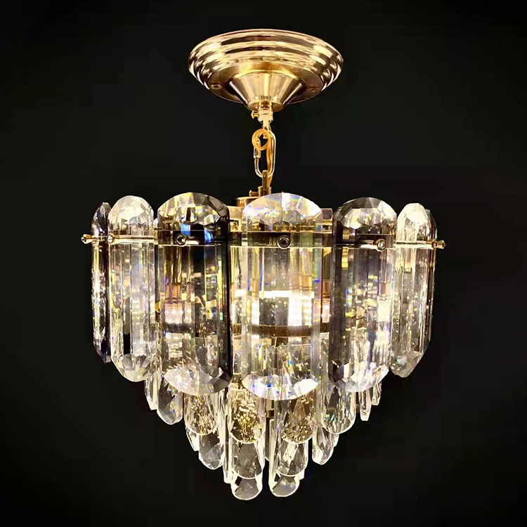 French Gold Living Room Crystal Pendant Lamp