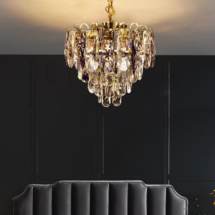 French Gold Small Size Luxury Nordic Style Crystal Chandelier
