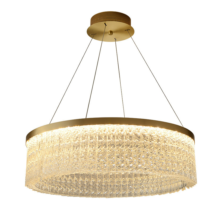 French Gold Gold Frame Round Crystal Chandelier