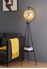 Led Metal Amber Glass Ball Style Gold Modern Iron Nordic Floor Lamp