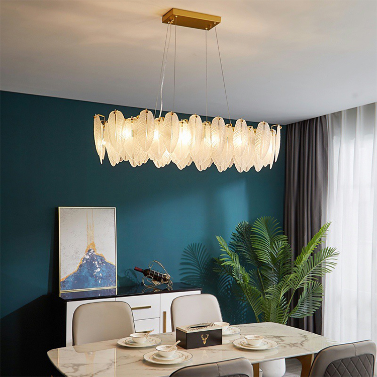 Gold Glass Feather Pendant Lamp