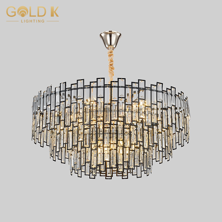 Wholesale Popular Franch Gold Plating Block Type Crystal Chandelier Lamp