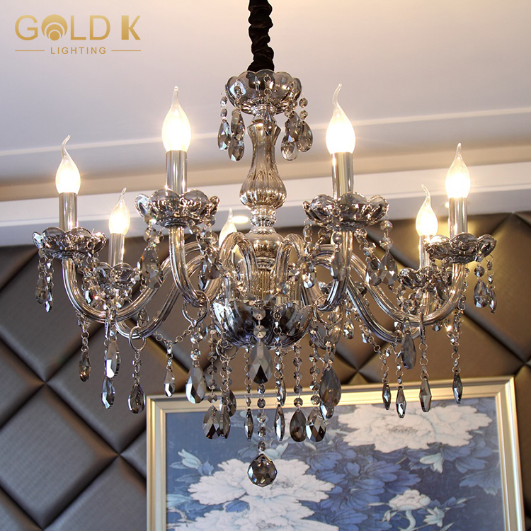 Source Manufacturer European Style Smoke Gray Classic Candle LED Pendant Lamp