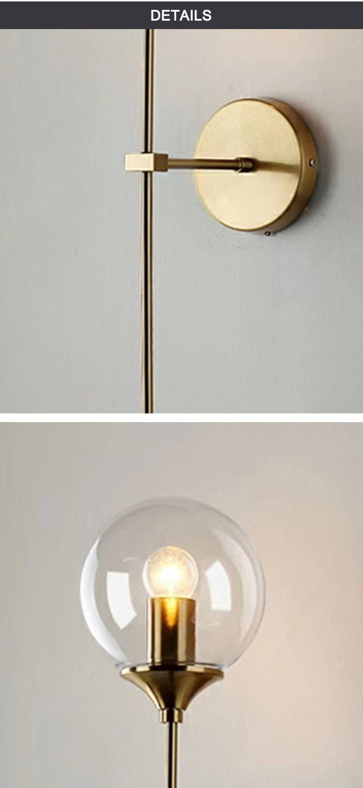 gold wall lamp details