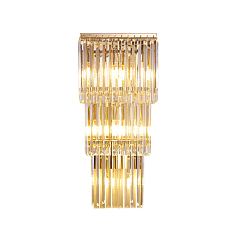 Three Layers of Golden Crystal Wall Lamps