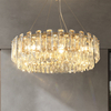 French Gold Strip Crystal Round Chandelier