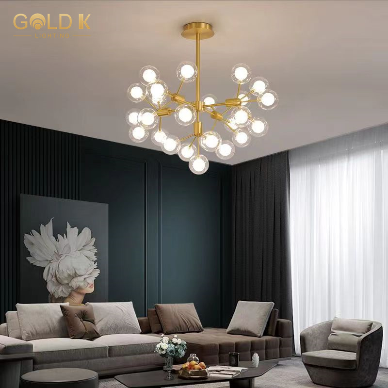 Nordic Living Room White Glass Ball G4 Brass Pendant Lights