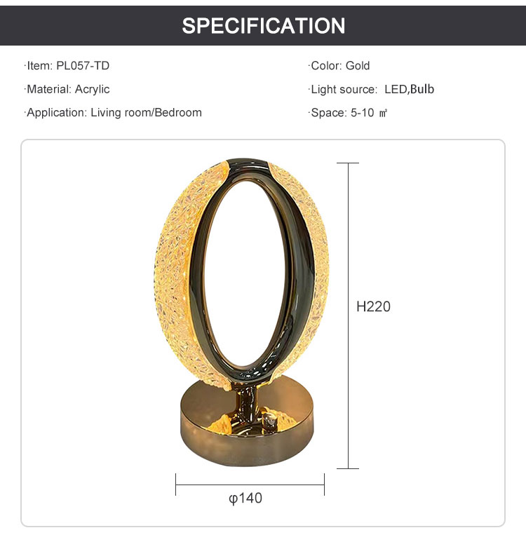 crystal table lamps specification