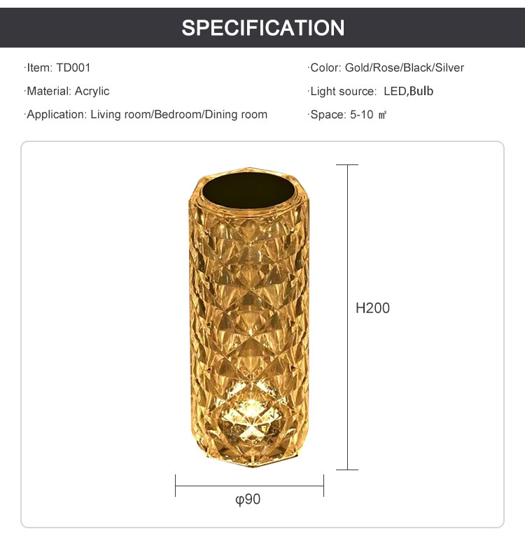 crystal table lamps specification