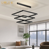 3 Layers Square Liner Led Pendant Ceiling Light Black Simple Handling Lamp