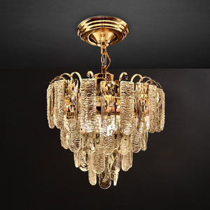 French Gold Small Size Luxury Led Crystal Pendant Lamp