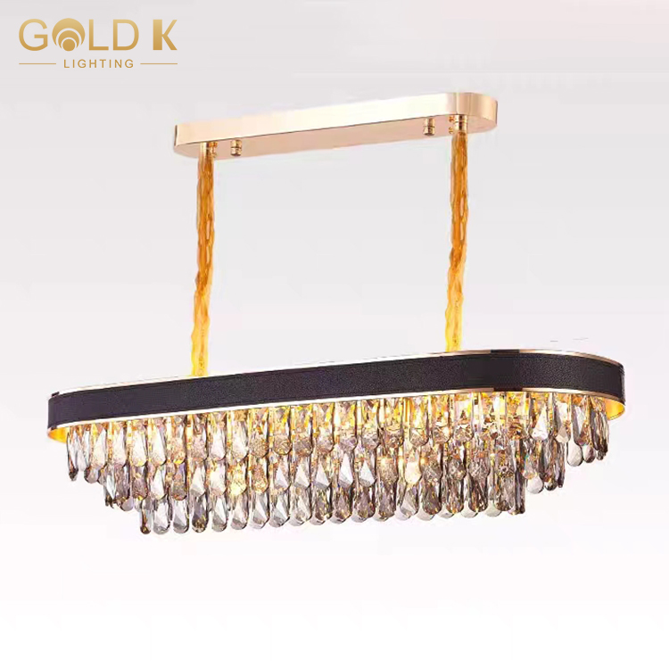 Modern Smoky Crystal Chandelier Living Room Ceiling Light 3-6 Layers Light Chandelier