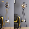 Led Metal Amber Glass Ball Style Gold Modern Iron Nordic Floor Lamp