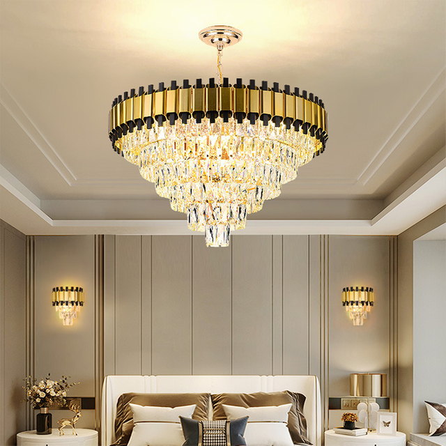 Gold Rope Metal Frame Crystal Pendant Lamp