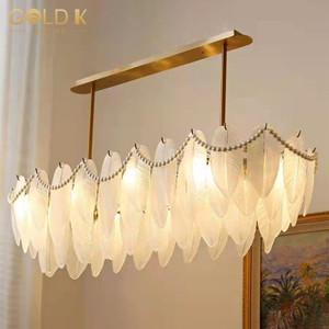 Modern Led Feather Glass Romantic Lighting Oval Ceiling Lamp