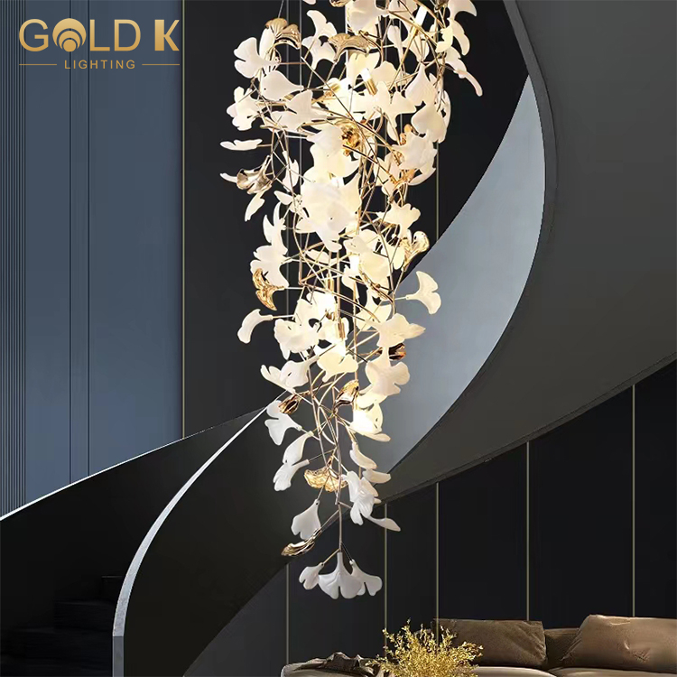 Tree Branch Shaped Hanging Chandelier Gold Modern Light