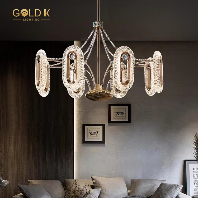 Luxury Modern Annulus Gold Acrylic Chandelier