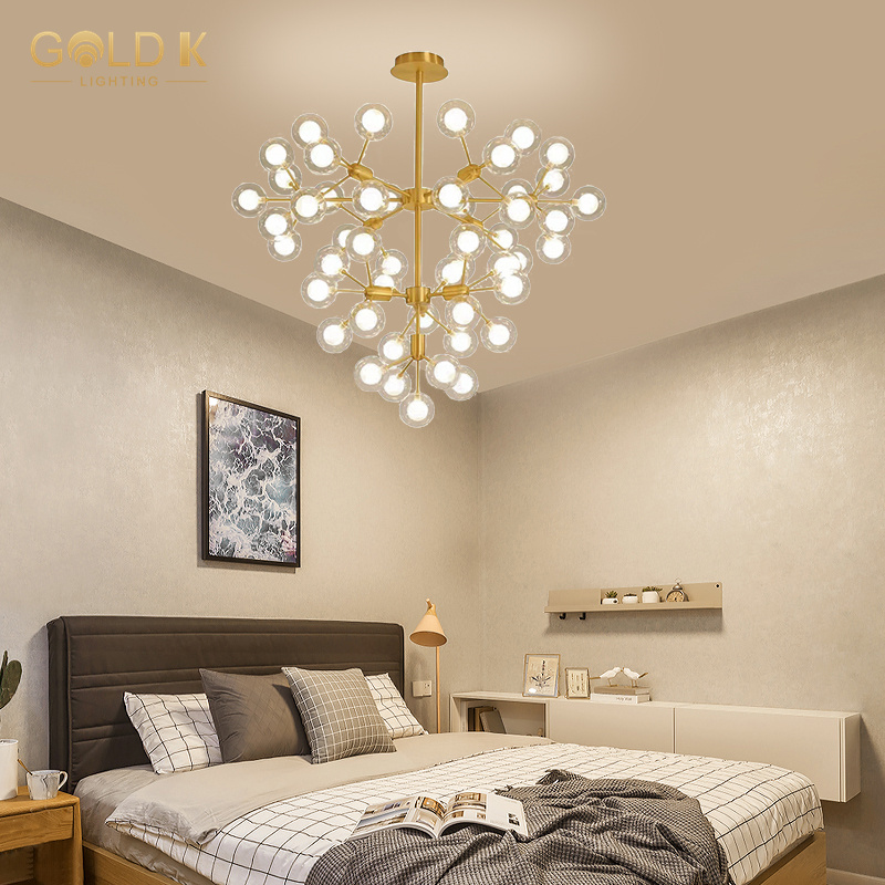 Nordic Living Room White Glass Ball G4 Brass Pendant Lights