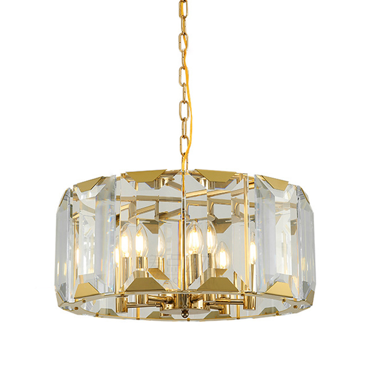 Gold Modern Ceiling Lights Round Crystal Chandelier