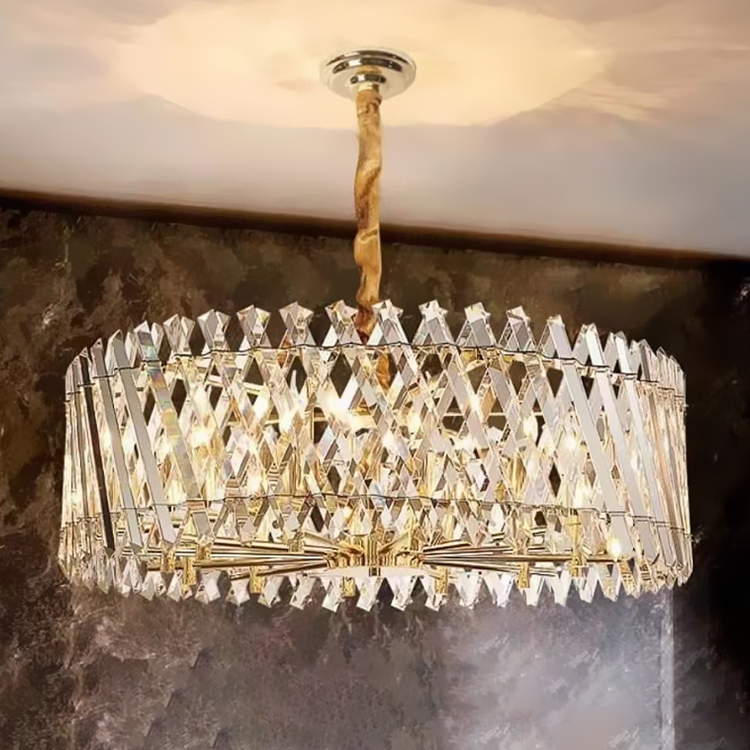 Gold Round Rope Crystal Chandelier