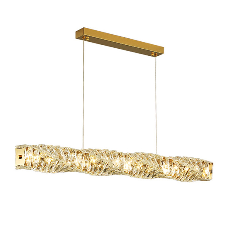 French Gold Strip Type Crystal Pendant Lamps