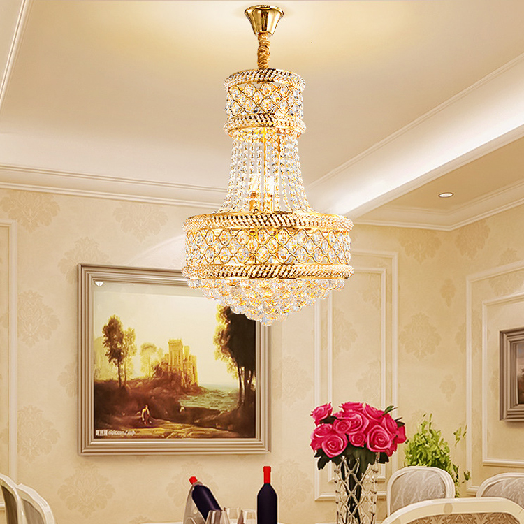 Luxury French Gold Hotel Living Room Crystal Pendant Lamp