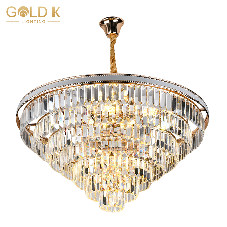 Luxurious Style Hotel Conical LED Crystal Chandelier