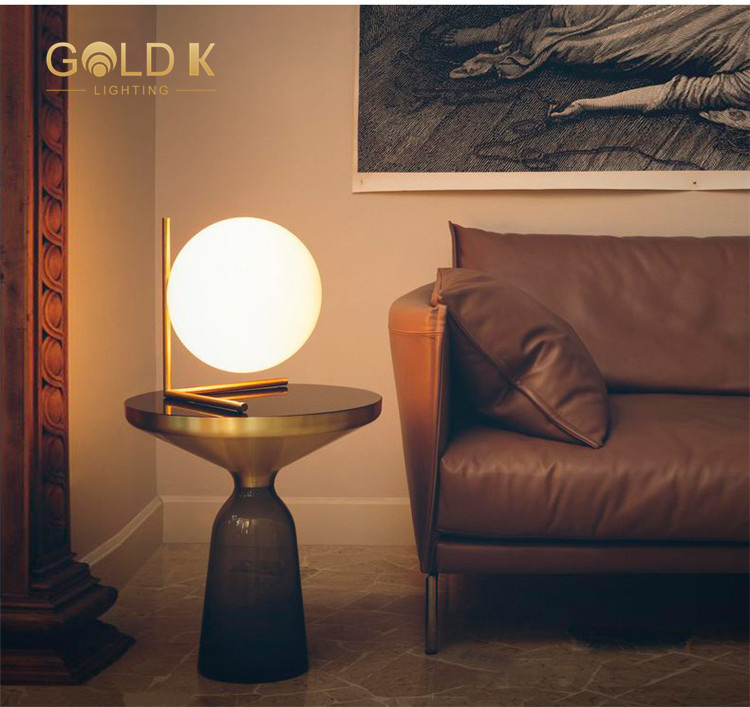 Mini Simple Gold Stand White Light Ball Home Decor Lighting Table Lamp